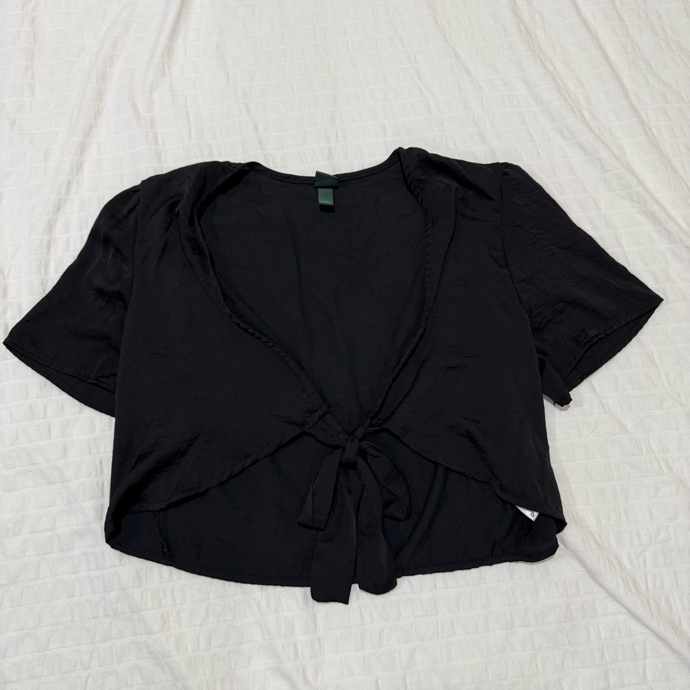 Wild Fable Black Tie-Front Women's Top